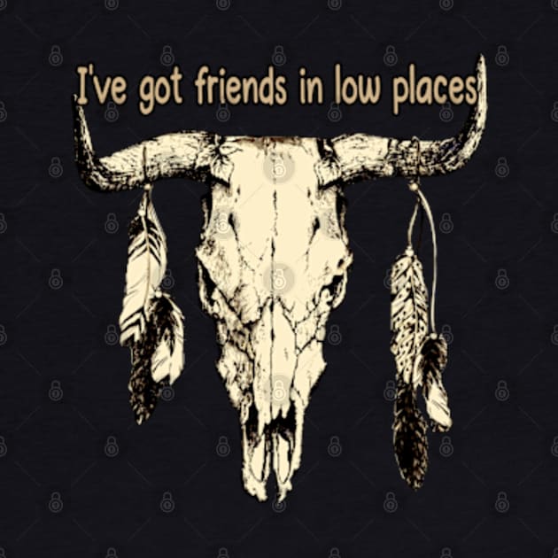 I've Got Friends In Low Places Bull Outlaw Music Skull Feather by Chocolate Candies